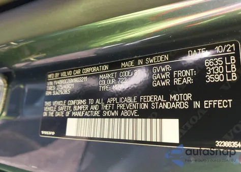 2022 Volvo Xc90 Recharge Plug-In Hybrid T8 Inscription Expression 7 Passenger z USA, uszkodzony, nr VIN YV4BR0CZ6N1803211